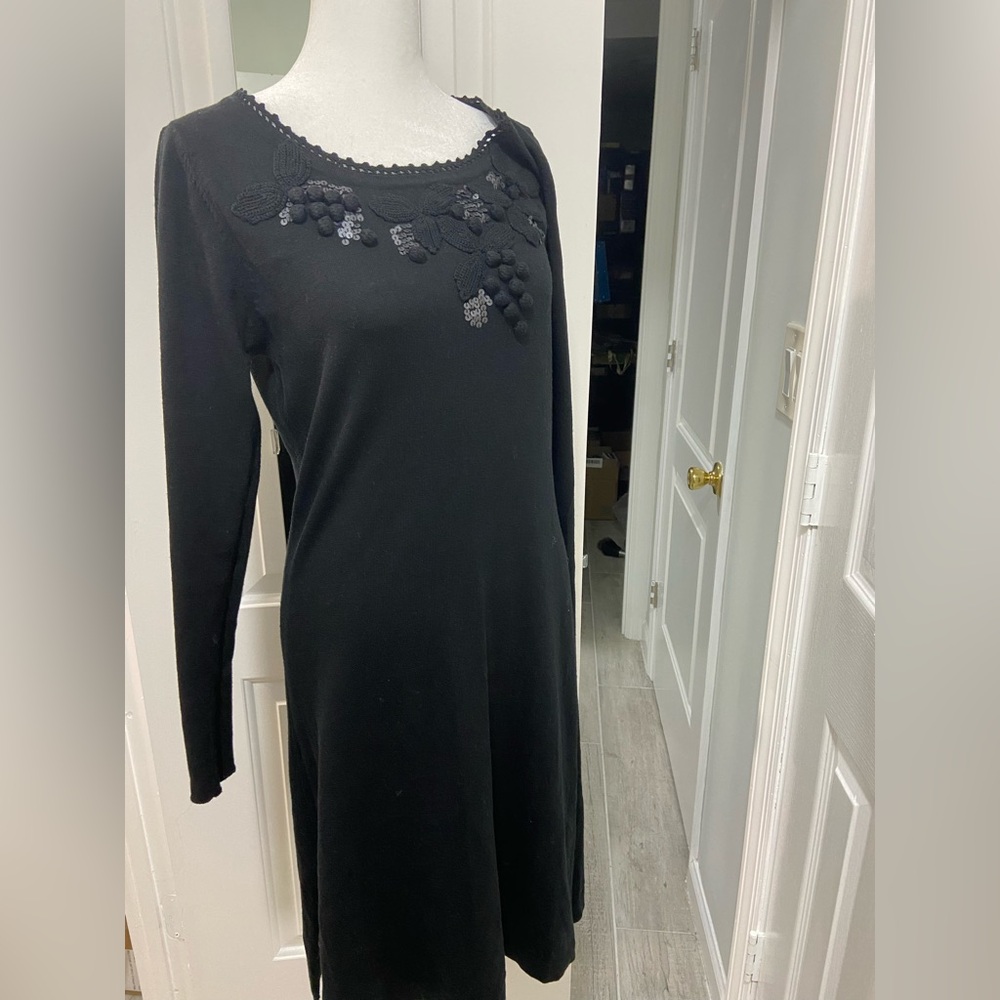 Elegant Black (wool+viscose) Dress Made in Italy